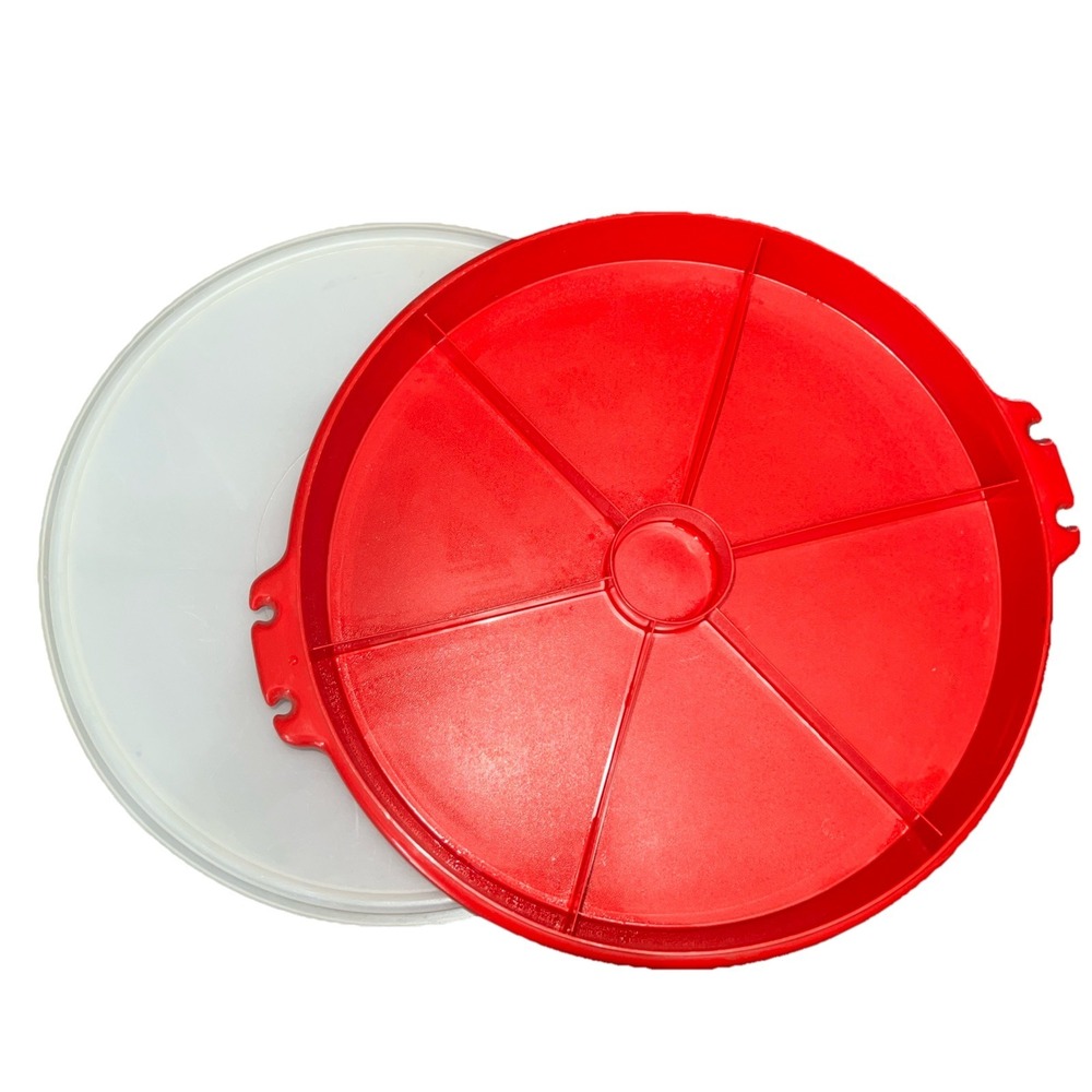 Vintage Tupperware‎ Party Veggie Platter Divided Tray 405-1 Paprika With Lid